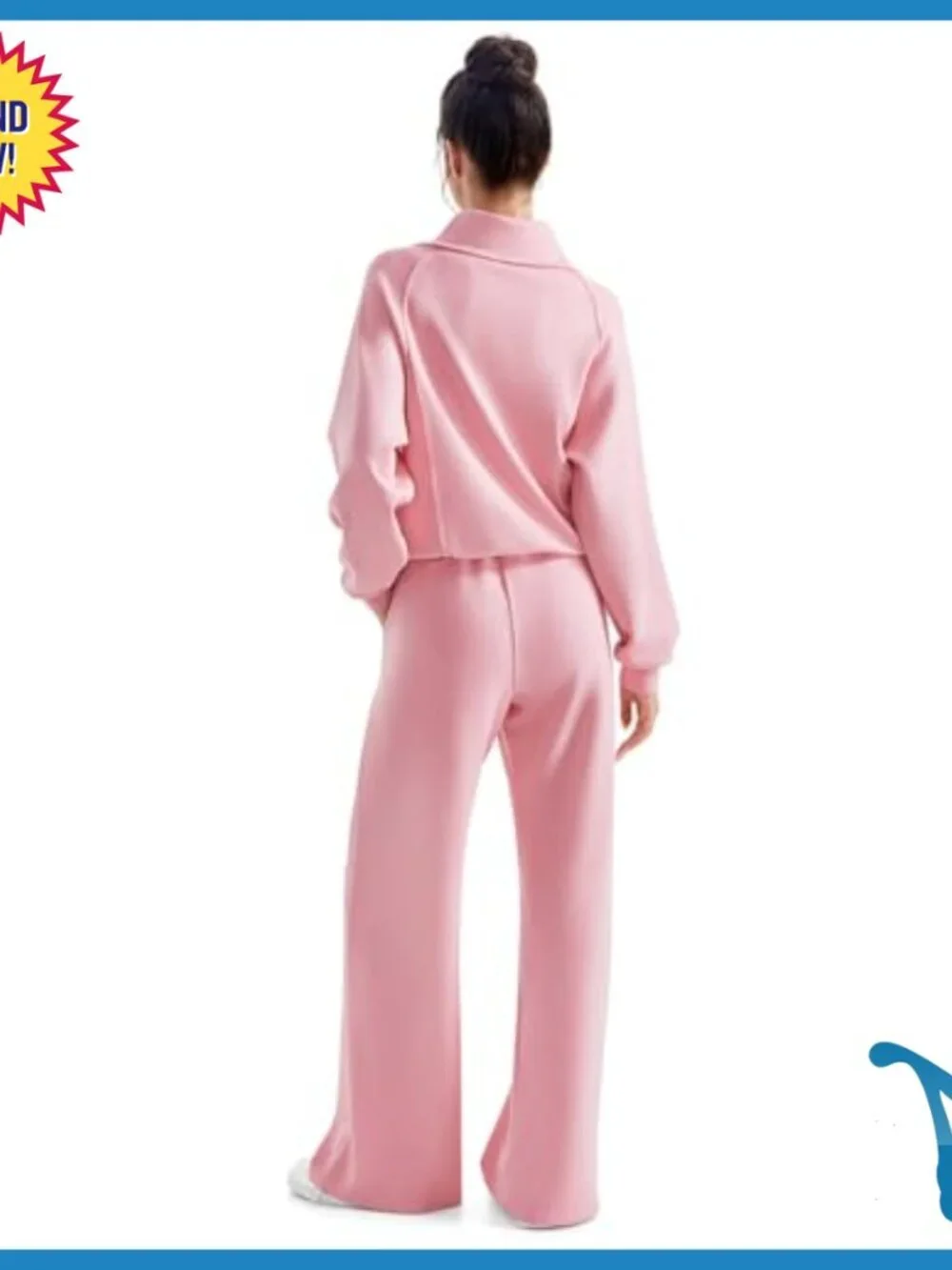 Modal Sweatsuit Set Wide Leg Pants Half Zip Sweatshirt Loungewear